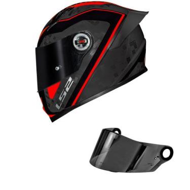 Imagem de Capacete LS2 FF358 Classic S Striker Cinza e Vermelho Mais Viseira Fum