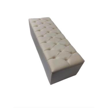 Imagem de Calçadeira Bau Recamier Estofada Capitonada Casal 140cm Suede Cor Bege