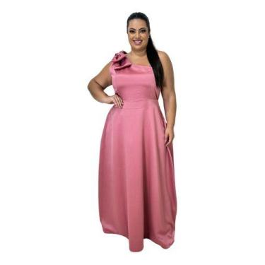 Imagem de Vestido Festa Longo Plus Size De Um Ombro Só Laço + Gravata - Lia Bent