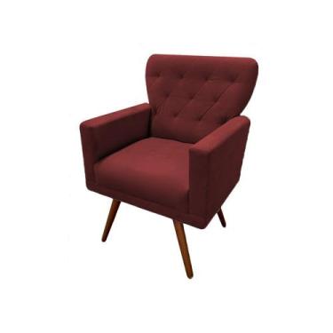 Imagem de Poltrona Decorativa Aurora Suede Marsala Pés Madeira Ms Decor - Mansão