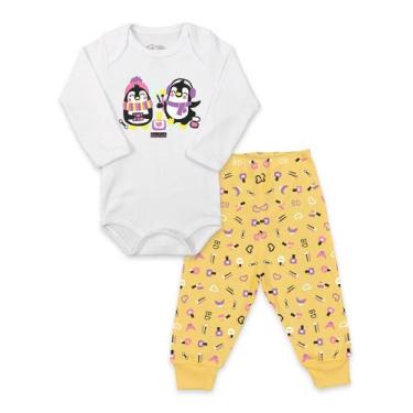 Imagem de Conjunto Body Manga Longa Baby Duck Comfort Pinguins Branco, G