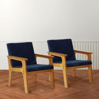 Imagem de Conjunto Kit 2 Poltronas Cadeiras Madeira Conforto Sala Decorativa Var