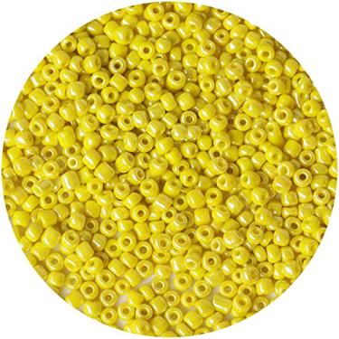 Imagem de Bala&Fillic Contas de sementes opacas amarelo-claro de 4 mm com cerca de 1200 peças/100 gramas no saco, 6/0 contas de vidro para fazer pulseira e colar (pérola amarela clara)
