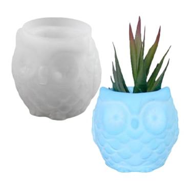 Imagem de Vaso de flores de animais 3D, molde de silicone para gesso de resina, argila de cimento de concreto, molde de plantador de suculentas, kit de resina epóxi para suporte de caneta de vela faça você