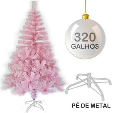 Imagem de Arvore De Natal 150cm Rosa Com 320 Galhos E Pe De Metal - Rio Master