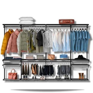 Imagem de Closet Armário Aramado Modulado Gaveta Prateleira 3,10m PT - Casa Expr