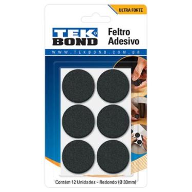 Imagem de Feltro Preto Redondo 30mm com 12 Unidades TekBond