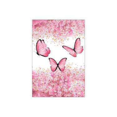 Imagem de Painel De Festa Vertical 1,50 x 2,20 - Borboleta Rosa Floral 036 - Via