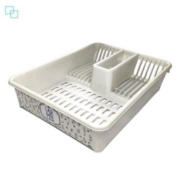 Imagem de Escorredor de Louças Grande de Plástico Resistente Decorado Lar Doce L