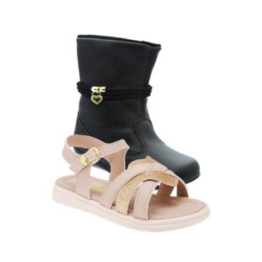 Imagem de Sandalia Infantil e Bota Coturno Menina - KIT 2 PARES Tam 23 ao 34 - s