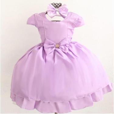 Imagem de Vestido Festa Infantil Juvenil Luxo Varias Cores - Festa Luxo, Lilás, 
