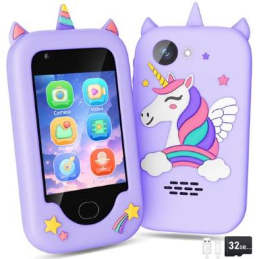 Imagem de Smartphone infantil GOCINA Unicorn com tela sensível ao toque de 2,8" 