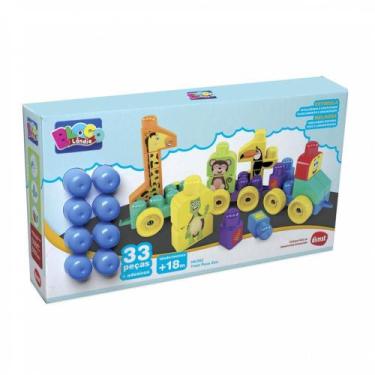 Imagem de Brinquedo Educativo Trem Puxa Zoo 33 Peças Dismat