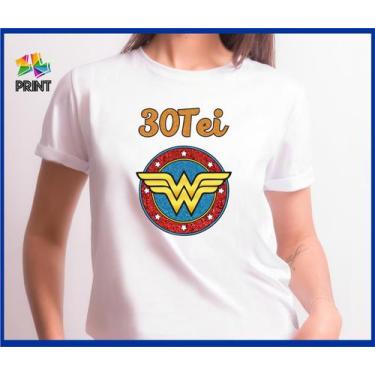Imagem de Camiseta Adulto 30tei Mulher Maravilha Est. Vermelho Azul - Aniversári
