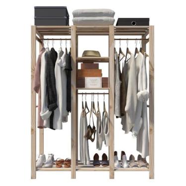 Imagem de Conjunto Cabideiro Prateleiras Cabideiro Multiuso 140x170cm Moderno - 