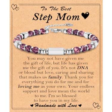 Imagem de Presentes de Dia das Mães para Esposa, Mãe, Avó, Nova Mãe, Bônus, Mãe, Irmã, Cachorro, Tia, Madrasta, Sogra, Namorados, Mãe, Cunhada, Pulseiras de Contas Presente para Mulheres Meninas, 6.7, Pedra,