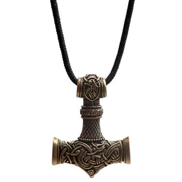 Imagem de LANGHONG Colar nórdico viking com martelo Thor, colar Mjolnir para homens, joia talismã, 40x55mm, Zinco