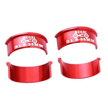 Imagem de Baosity 4 peças de calço de guidão de liga de alumínio 31,8 mm a 35 mm haste para MTB, estrada, montanha, bicicleta fixa - vermelho