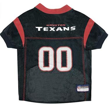 Imagem de Camiseta NFL Housotn Texans para cães, tamanho: pequena. Melhor fantasia de camisa de futebol para cães e gatos. Camisa de jérsei licenciada
