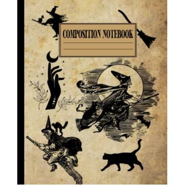 Imagem de Halloween Composition: College ruled Notebook Vintage Witch, Halloween Witchcraft Magic Journal For Back To School, Office, Work | Wide Lined Paperback, 7.5 x 9.25