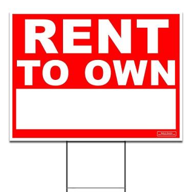 Imagem de Grande 60,96 cm x 45,72 cm – Alugar para Própria Placa de Quintal/Gramado com Bloco Branco para Escrita – Estampa frontal e traseira + Estaca de Metal de 60,96 cm