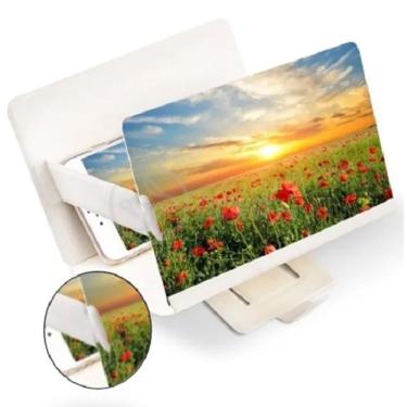 Imagem de Lupa Ampliadora Tela De Celular Aumentar Smartphone 3D Universal HD Portátil Dobrável Leve - Branca