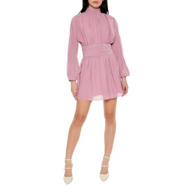 Imagem de Forever 21 Minivestido feminino de chiffon com manga camponesa, rosa, M