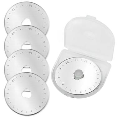 Imagem de Lâminas de corte rotativo 45 mm, pacote com 5 para Fiskars, Olfa, Truecut, cortador rotativo de substituição, artesanato, acolchoado, afiado e durável