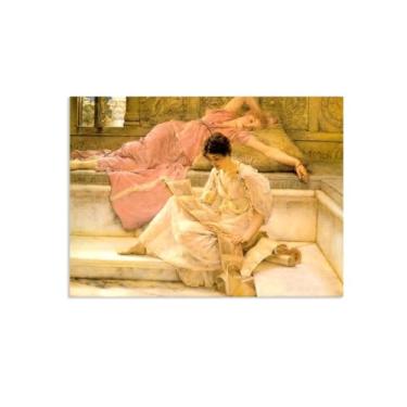 Imagem de MOBYAT Pôster The Favorite Poet de Lawrence Alma Tadema Impressões, reprodução de pintura a óleo, impressão giclée em tela, arte de parede pronta para pendurar para decoração de quarto de casa. 55 x