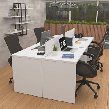 Imagem de Estação de Trabalho Mesa Plataforma Escritório 1200x600 4 Lugares