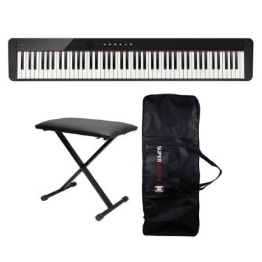 Imagem de Piano Digital Casio Privia PX-S1100 Preto 88 Teclas + Banqueta + Capa
