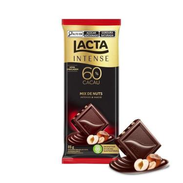 Imagem de Barra de Chocolate Lacta Intense Amargo 60% Cacau Mix de Nuts 85g