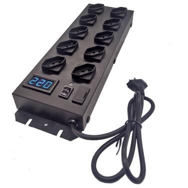 Imagem de Filtro De Linha Com Voltímetro Digital 10 Tomadas 10A Emplac