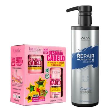 Imagem de Kit Forever Liss Desmaia Cabelo + Wess Cond. Repair 500ml