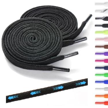 Imagem de Neo-wows 2 pares de cadarços elásticos sem amarração para tênis, duráveis, cadarços para sapatos de cano alto e botas, crianças e adultos, Preto, 63"(160cm)