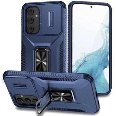 Imagem de Capa de celular Armor Shockproof para Samsung Galaxy A15 A05S A25 A35 A55 A54 A34 A14 5G Slide Push Window Proteção de lente Capa traseira, Azul, para A34 5G