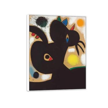 Imagem de MUHJDYC Joan Miró Imagem de arte de parede em tela - reprodução de impressões de arte famosas abstratas - pinturas com moldura branca para decoração de sala de estar (cabeça de mulher) 40 x 50 cm - 16