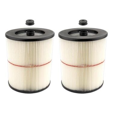 Imagem de (Pacote com 2) 9-17816 Cartucho de filtro de substituição compatível com Craftsman 17816 Wet Dry Vac serve para aspirador de pó de 5 galões e maior, filtros HEPA de listras vermelhas para Craftsman