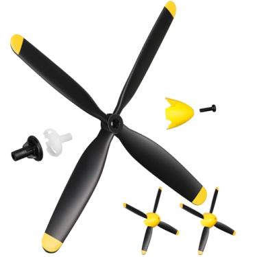 Imagem de Hollowfly 3 Sets Spare Rc Plane Propellers Compatible with Mustang 500mm P51 Rc Plane 4 Channel Remote Control Airplane P51 with Propeller Savers Adapter, Yellow Nose