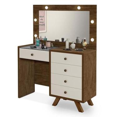 Imagem de Penteadeira Camarim Luna sem Banqueta - Móveis Luapa, Malbec/Off White