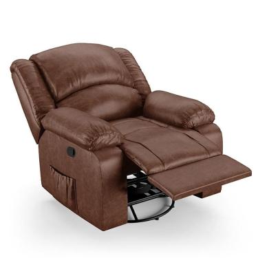 Imagem de Poltrona Do Papai Reclinável Pietra Glider Giratória Massagem Fh9 Pu Marrom Brilho - Mpozenato