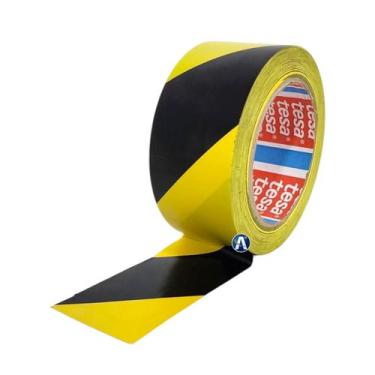 Imagem de Fita De Demarcação Zebrada Preta E Amarela 50Mmx33M Tesa
