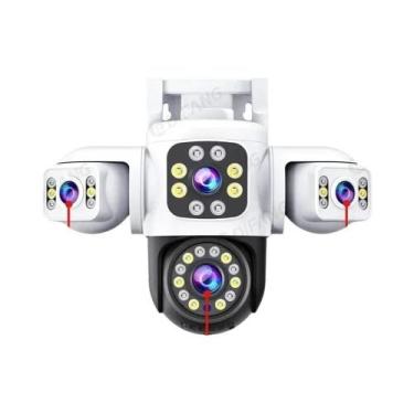 Imagem de Câmera Externa 6K 12MP WiFi PTZ Yoosee AI Rastreamento Três Lentes Trê