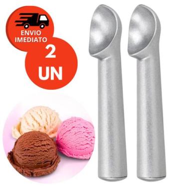 Imagem de Kit Colher Pegador Concha Alumínio Fosco Bola Sorvete Açaí Sobremesa S