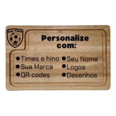 Imagem de Inside Art tábua de corte legumes carne eucalipto 30x20cm personalizada cor marrom retangular