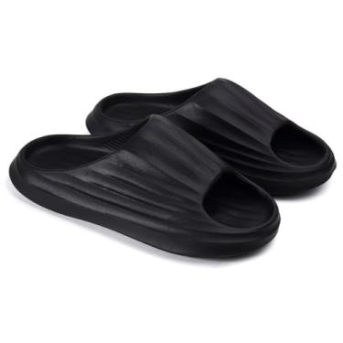 Imagem de Chinelo Sandália Nuvem Slide Confort Max | Estiloso Macio Anatômico Unissex | Cor Azul Preto (Preto, BR, Adulto, Faixa Numérico, 42, 43)