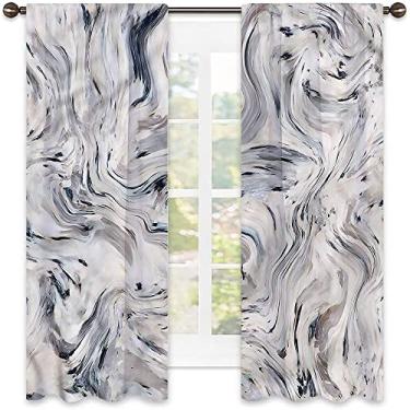 Imagem de Cortinas blecaute de mármore para quarto - Cortinas escurecidas com isolamento térmico para sala de estar, L 132 x C 150 cm