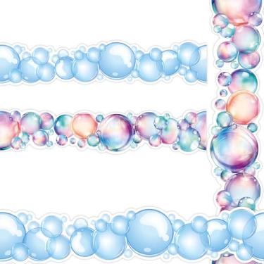 Imagem de Borda de quadro de avisos de verão de 1,8 m, bordas de bolhas oceano azul marinho, decorações para festa de volta às aulas, sala de aula, lousa escolar, material de escritório