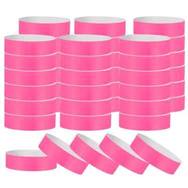 Imagem de PATIKIL Pulseiras de papel para eventos, pacote com 200 pulseiras neon para festa, pulseiras coloridas à prova d'água para identificação de concerto, pulseiras de mão para entrada de bar rosa