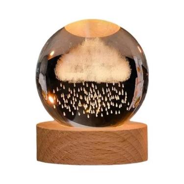 Imagem de Bola De Cristal 3D Pikachu Luz Noturna Base De Madeira Presente Infant